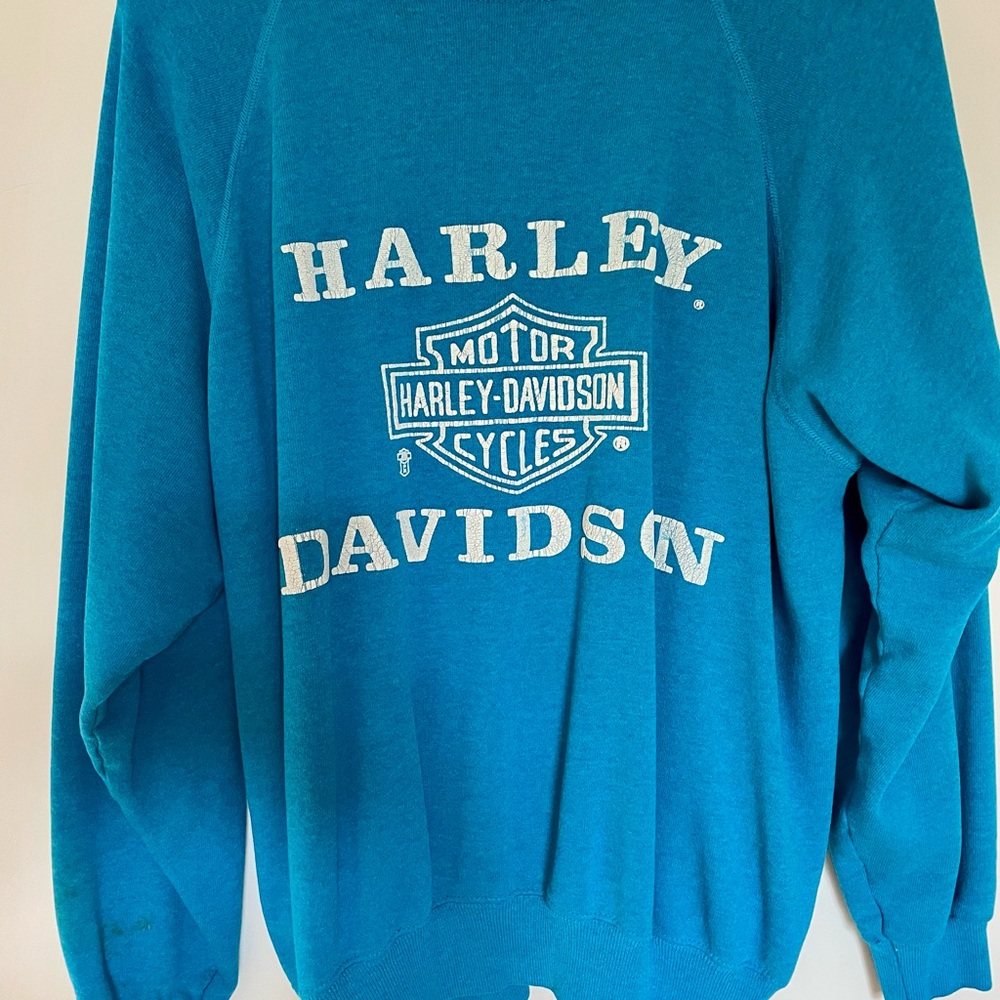 Vintage Harley-Davidson Blue Men's Sweater